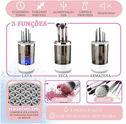 Limpador Elétrico de Pincel de Maquiagem - LimpaMake