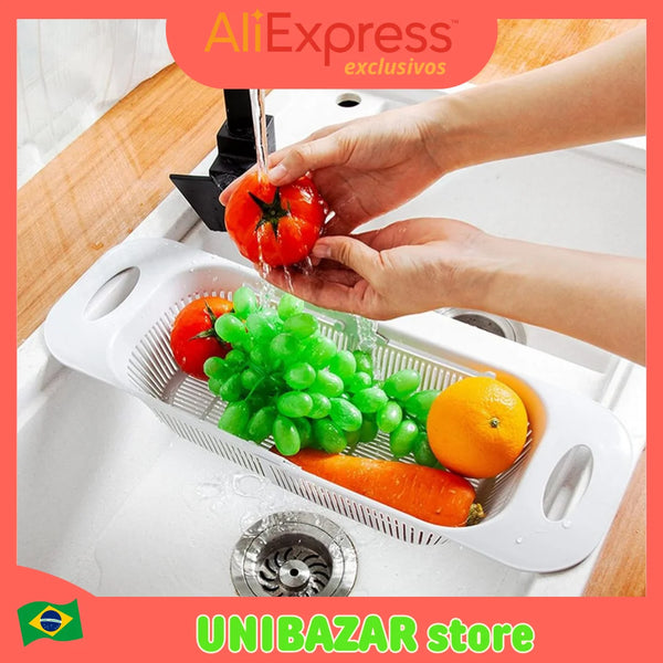 Retractable Sink Rack with Handles, Adjustable Basket for Food Fruit Vegetable and Vegetable Dish Rack, Immediate Shipping