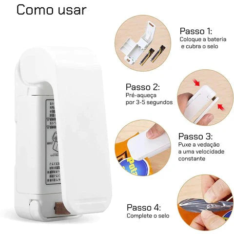 Mini Seladora de Embalagens Portátil