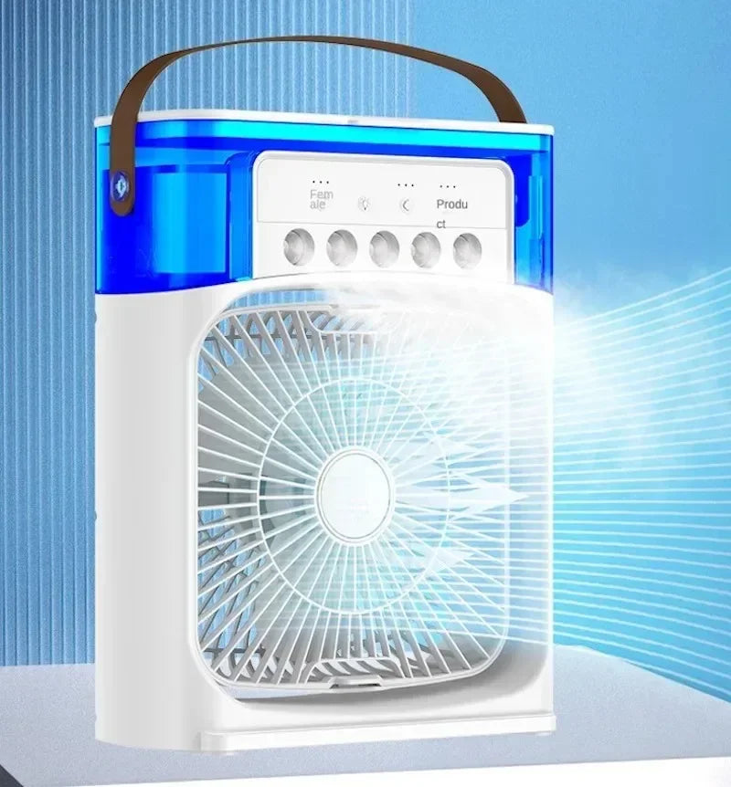 Mini Ar condicionado, Umidificador e Ventilador Portátil 3 em 1