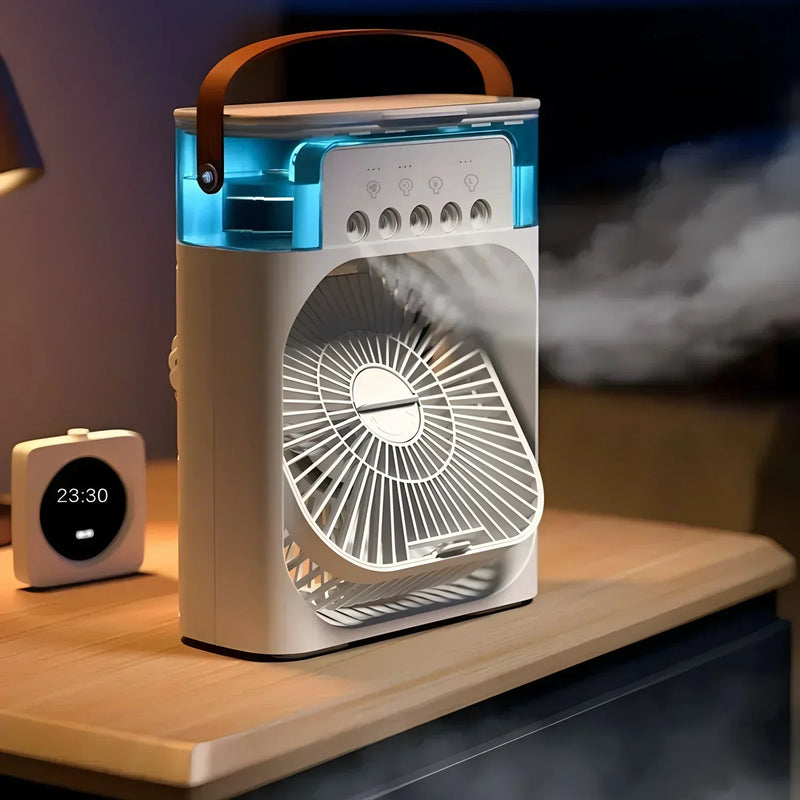 Mini Ar condicionado, Umidificador e Ventilador Portátil 3 em 1